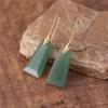 Modern Natural Stone Geometric Pendant Gold Hook Drop Earrings for Women Fashion Boho Statement Fine Jewelry