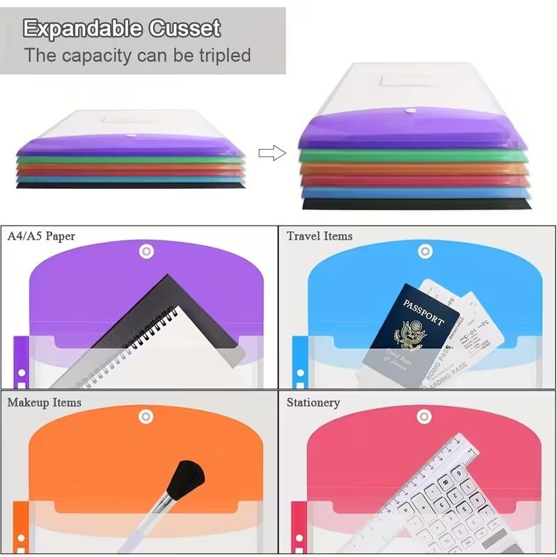 6/12Pcs Transparent PP File Storage Bag A4 Business Big Capacity Document Bag File Case File Bag Transparent Clear Envelope File Folder Bill Folders
