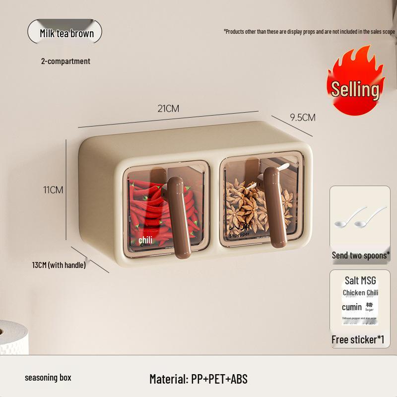 Wall-Mounted Punch-Free Spice Box Set: Multifunctional Kitchen Seasoning Jars