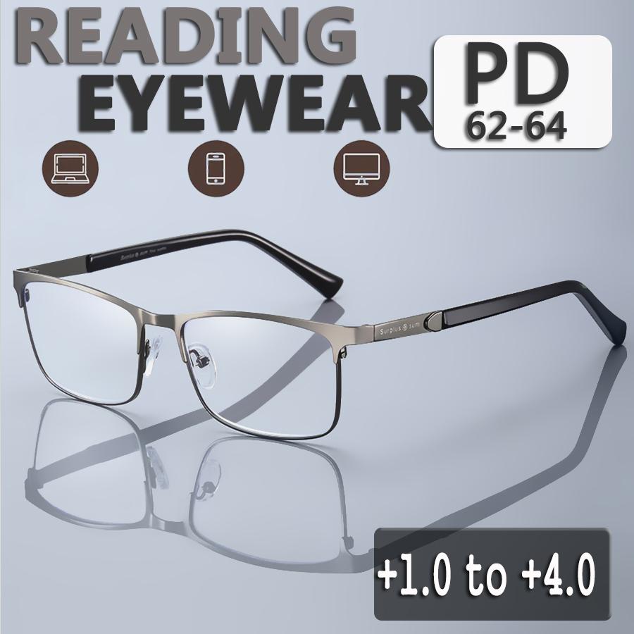 Classic Reading Glasses Metal Frame Men Anti Blue Light Business Presbyopic Glasses Optical Eyewear Vision Care +1.0~+4.0