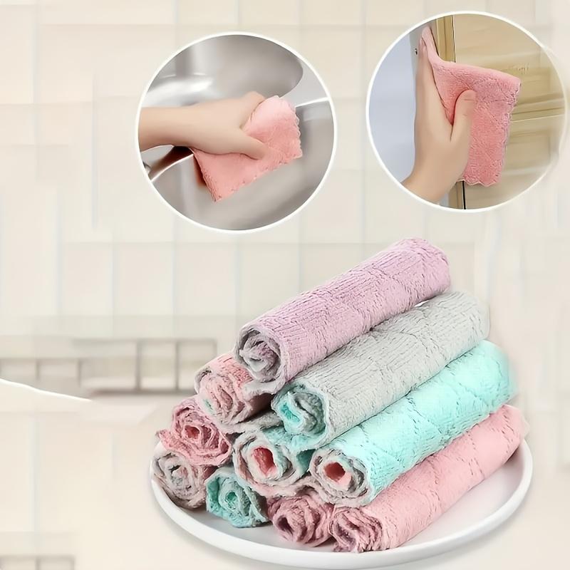 high quality30pcs Microfiber Cleaning Cloths - Dual-Sided Soft Non-Abrasive Pastel Pink, Mint Green, Lavender & Gray Rags - Reusable Multi-Purpose