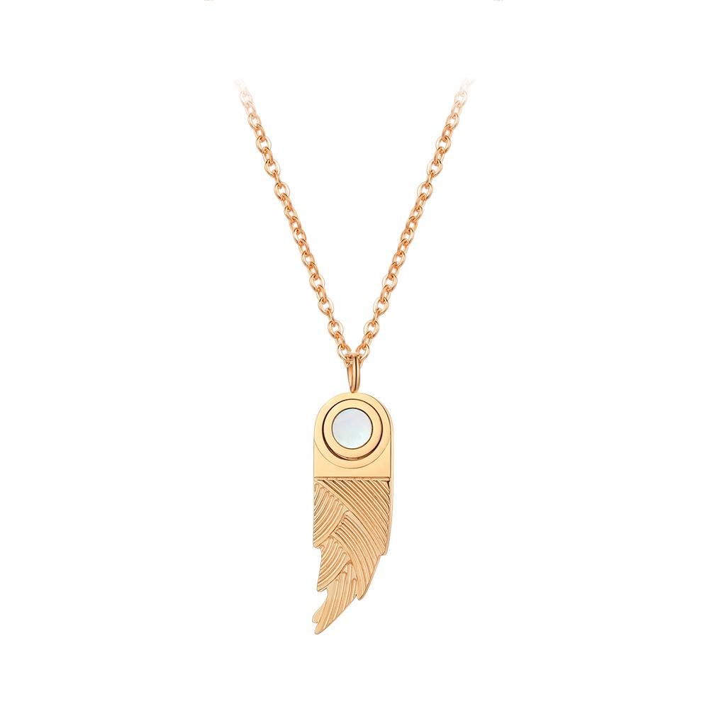 ENFASHION Para Mujer Feather Pendants Necklace For Women Collares Wing 18K Gold Plated Stainless Steel Fashion Jewelry PF193012