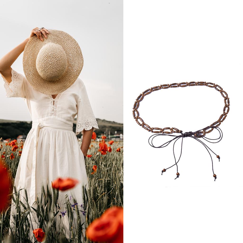 Cowgirl Waist Chain Casual Tie Belt Vintage Waist Ceinture Cowgirl Lady Belt Exquisite Woven Beads Western