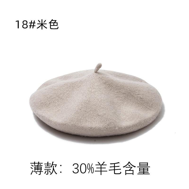 Wool Beret Hat Women's Autumn and Winter Big Head Circumference British Retro Octagonal Painter Hat