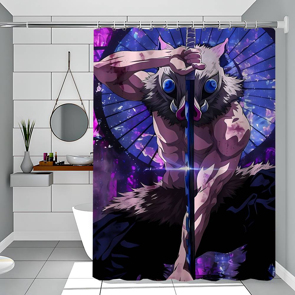 Inosuke Hashibira Shower Curtain - Water-Repellent And Leak-Resistant, Mold And Mildew Resistant For