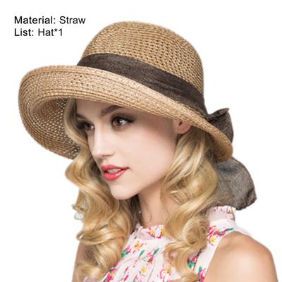 Straw Hat Wide Brim Anti Sun    Headwear Stylish Protective Sunshade Women Straw Hat for Beach