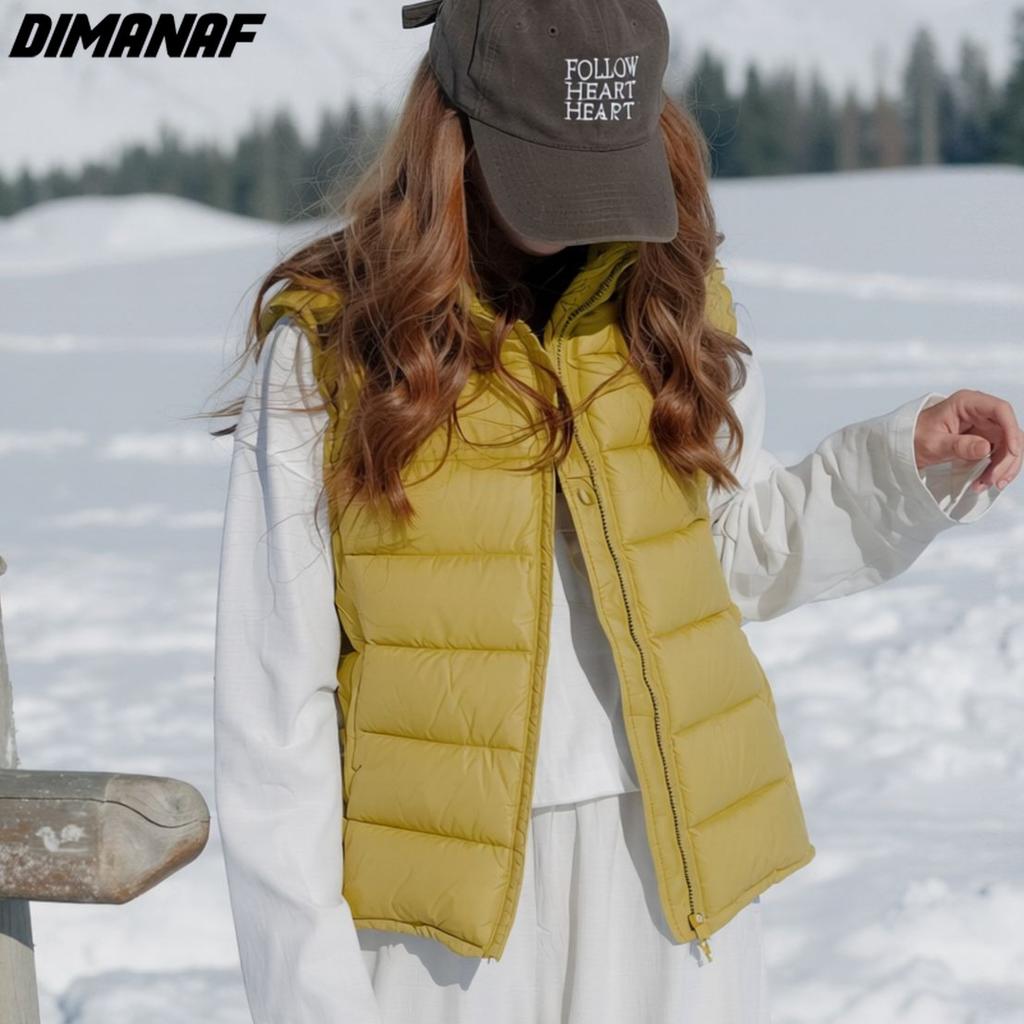 DIMANAF 2026 Autumn Winter Women Parkas Vest Coats Short Jackets Sleeveless Thick Warm New Outerwear Solid