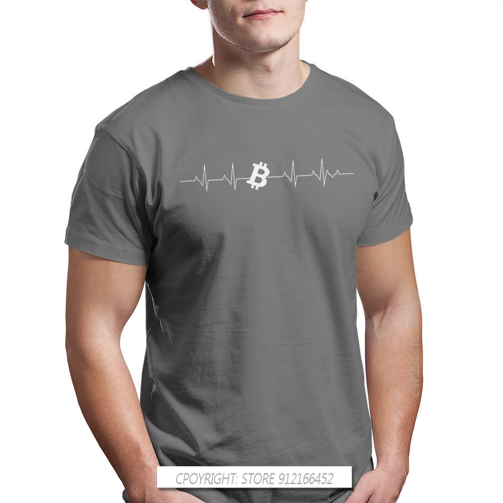 Bitcoin Sign Art Satoshi Nakamoto Heartbeat T Shirt Men Clothing Harajuku Fashion Tshirt Graphic