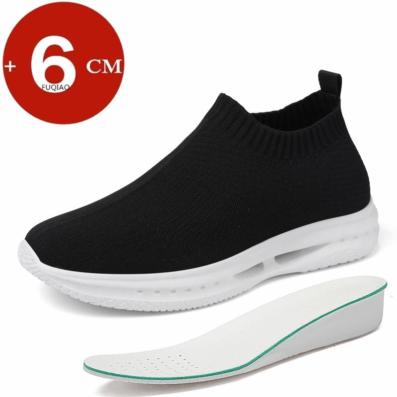 

Unisex Height Increase 6cm Laceless Casual Sneakers Soft Comfortable Breathable Lightweight Elevator Sports for Men Women Daily 37 чёрный