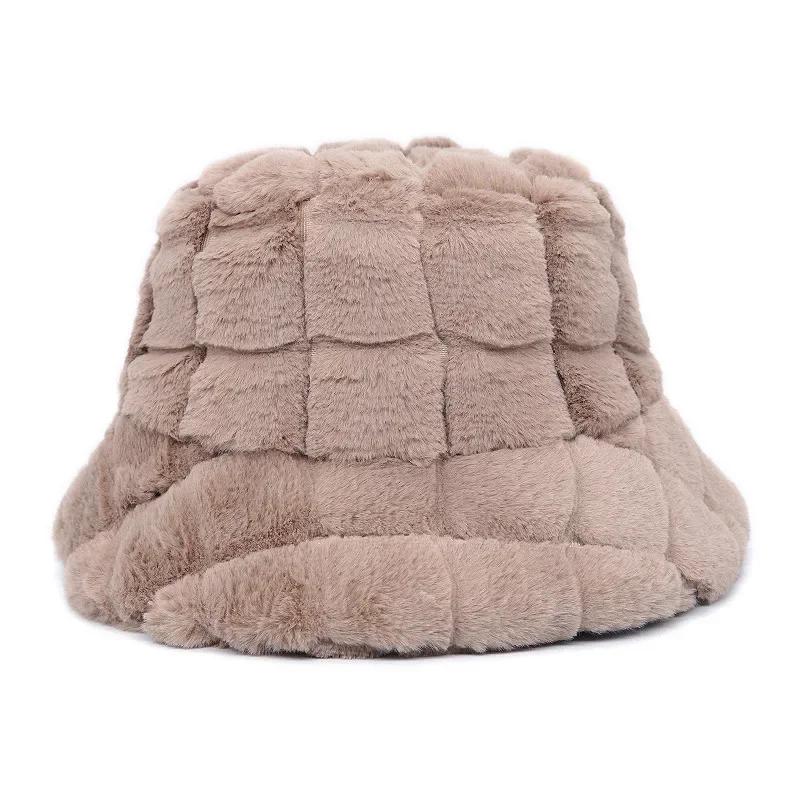 Winter Warm Fur Bucket Caps Women Men Outdoor Keep Warm Fluffy Panama Female Thickened Rabbit Hair Windproof Fisherman Caps