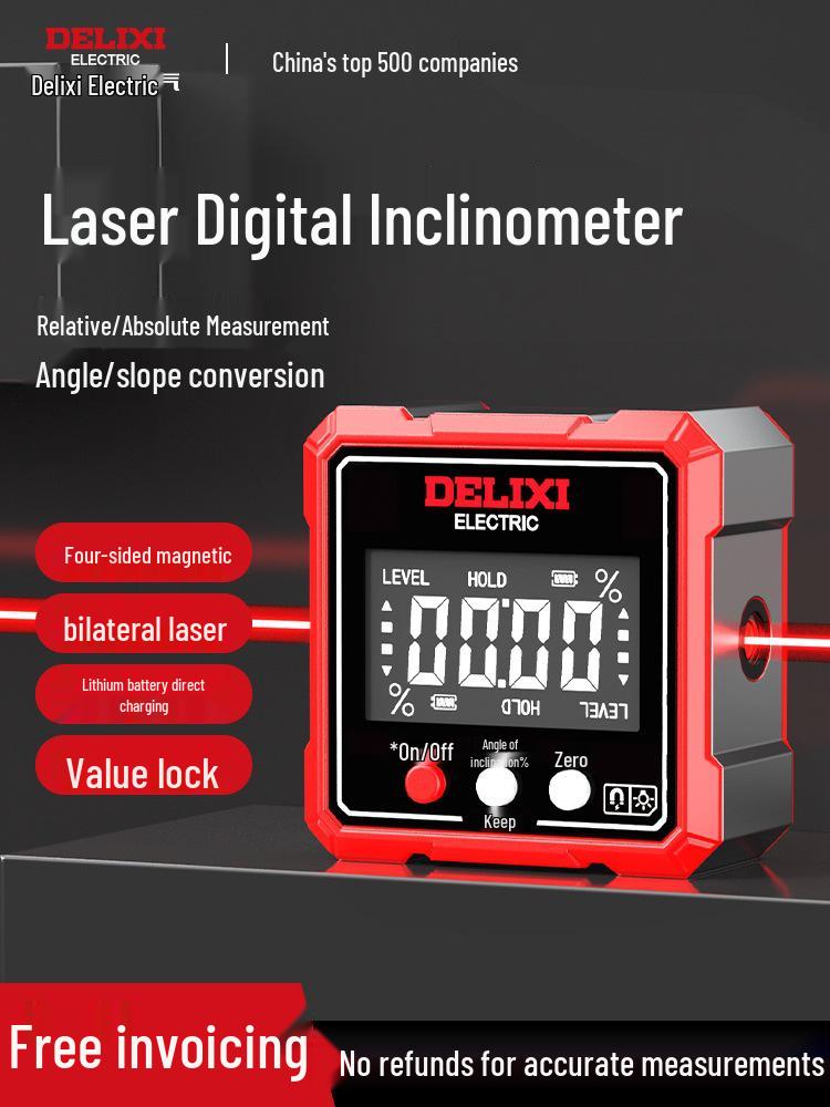 Delixi High-Precision Digital Laser Inclinometer with Magnetic Slope Measurement