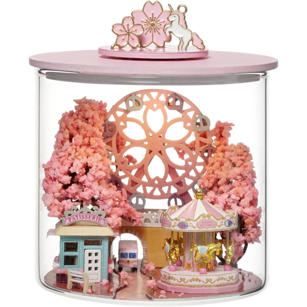 

Cuteroom DIY Wooden Dollhouse Kit Sakura Landscape Miniature House Craft Kit Home Decor Gift