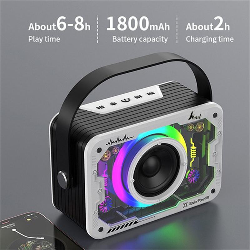 Transparent Mecha Rgb Light Bluetooth Speaker, All-In-One Portable Speaker With Disco Lights, Supports Aux/Usb/Tf For Home Party