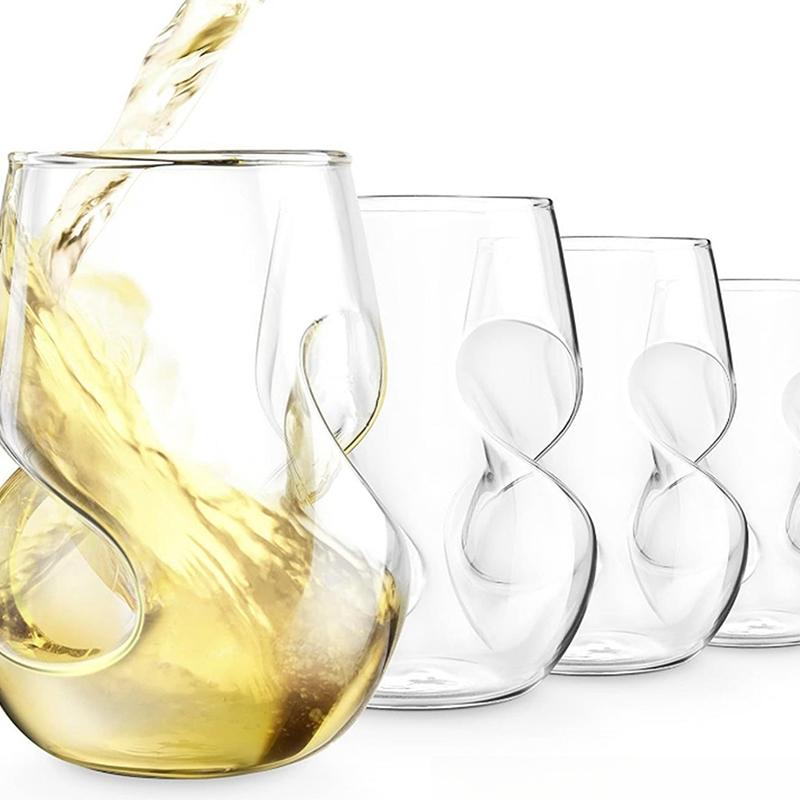 Creative Twisted Cocktail Glass Insulated Rotate Whiskey Glass Reusable Multipurpose Glassware Wine Glasses Sleek Curves