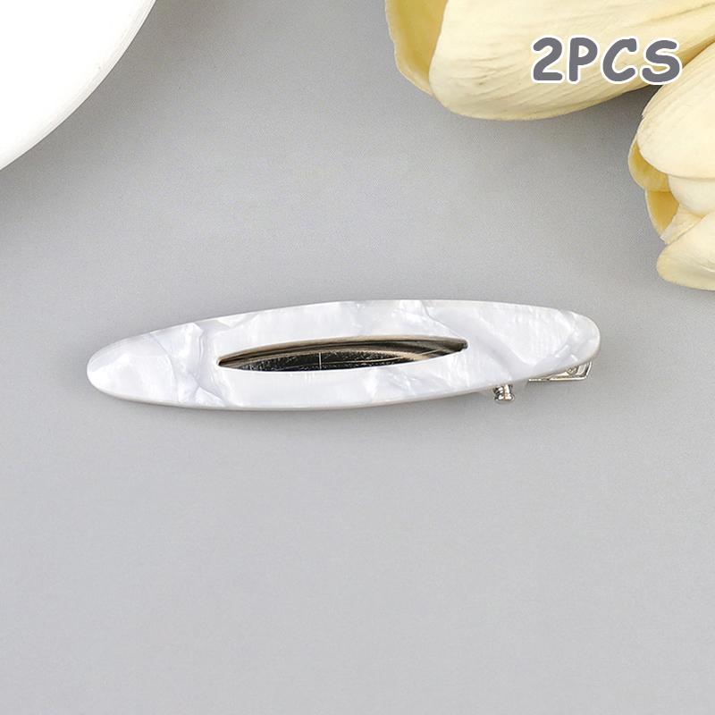 

2Pcs Oval Hollow Acetic Acid Hair Clip For Women Girls Multicolor Side Bangs Duckbill Clip Accessories