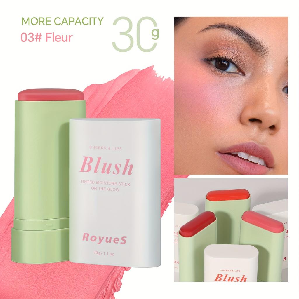 30g Blush Stick Blush Cream Brightening Contouring Stick Moisturizing Natural Nude Makeup Blush Cream Waterproof Multi-functional Solid Blush Rouge