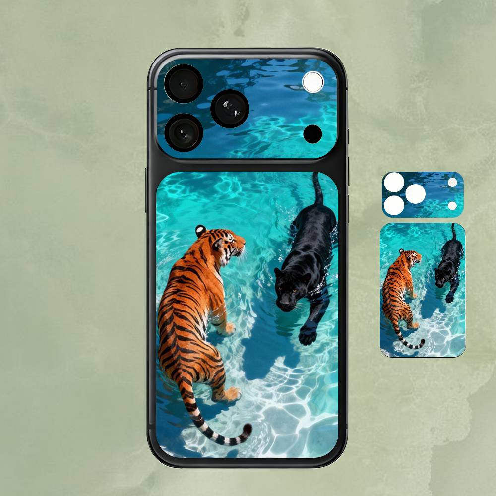Лев и леопард Для Apple iPhone 17 Pro Max Полная задняя крышка Наклейка-обертка Пленка Задняя защитная пленка-наклейка iPhone17promax