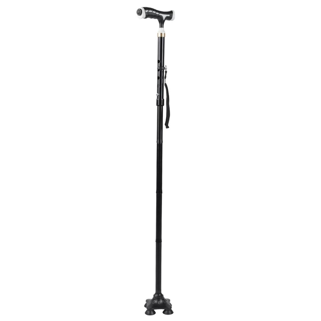 LED Light Aluminum Alloy Foldable Anti Slip  Elderly Crutches Handle Cane Walking Stick