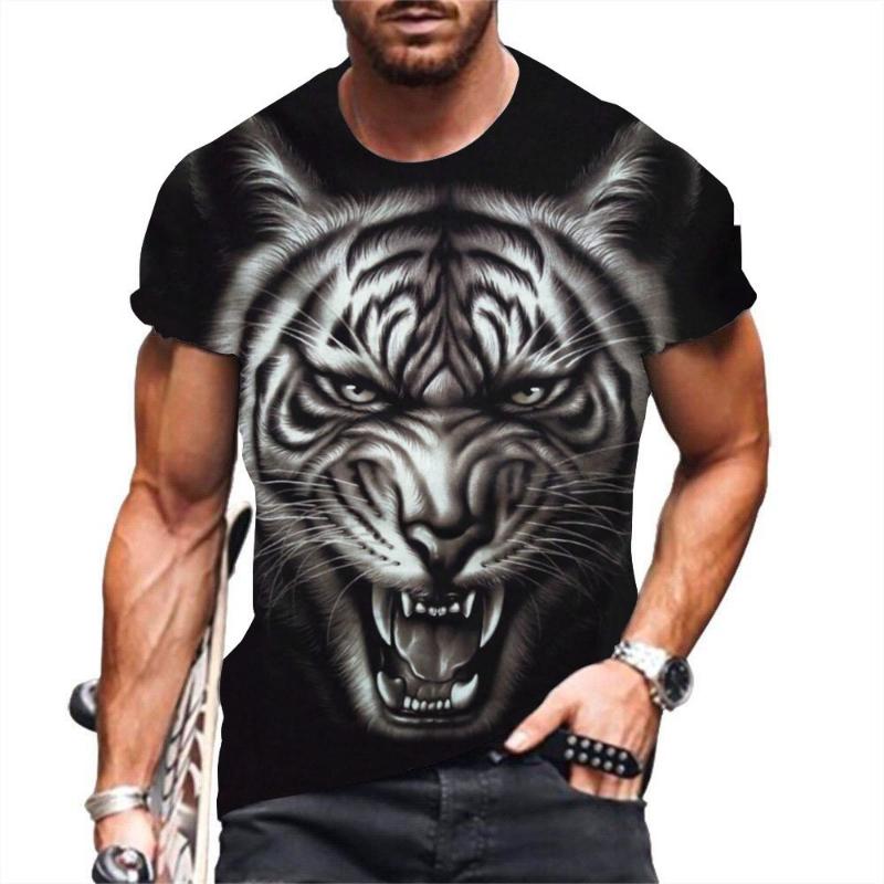Fashion Men's Crew Neck Short Sleeve 3D Casual Color Printing Casual Short Sleeve Crew Neck T-Shirt