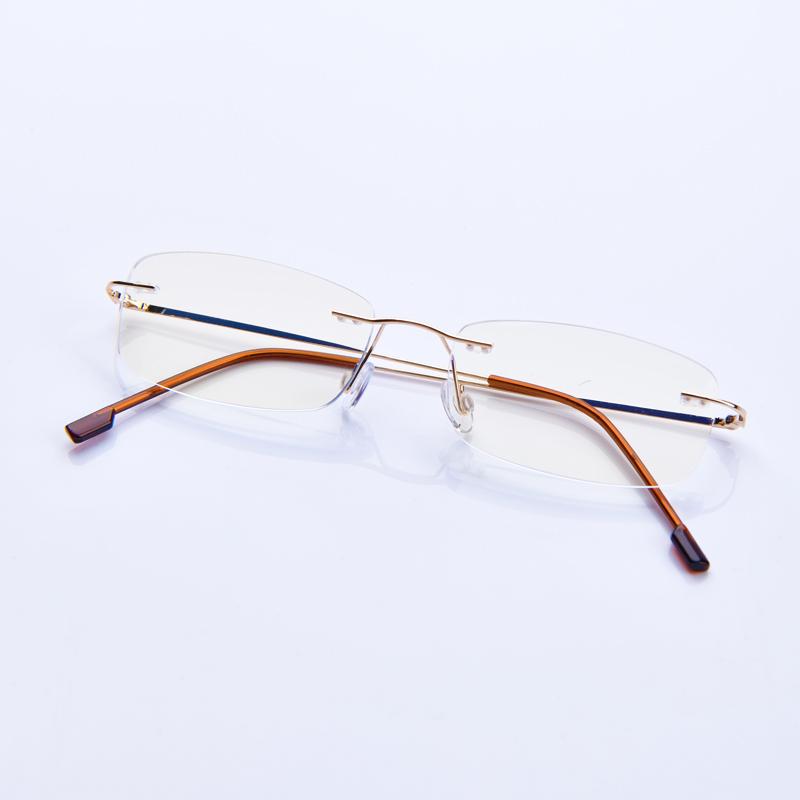 

Men Reading Glasses Rimless Cut Presbyopic Glasses Anti Blue Light Narrow Square Eyeglasses Prescription Frame +1.0