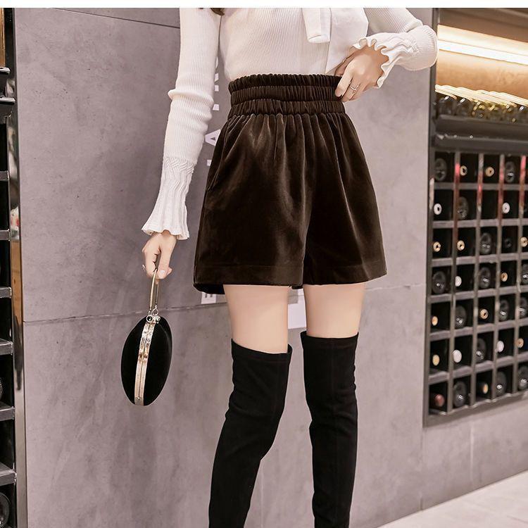 

Женские шорты буткат из черного золотого бархата с высокой талией кофейного цвета для осени и зимы S