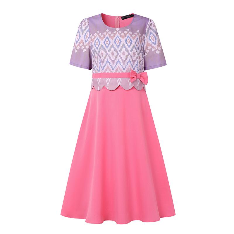 

ZANZEA Women Casual Print Patchwork Summer Short Sleeve Dress 5XL темно-розовый