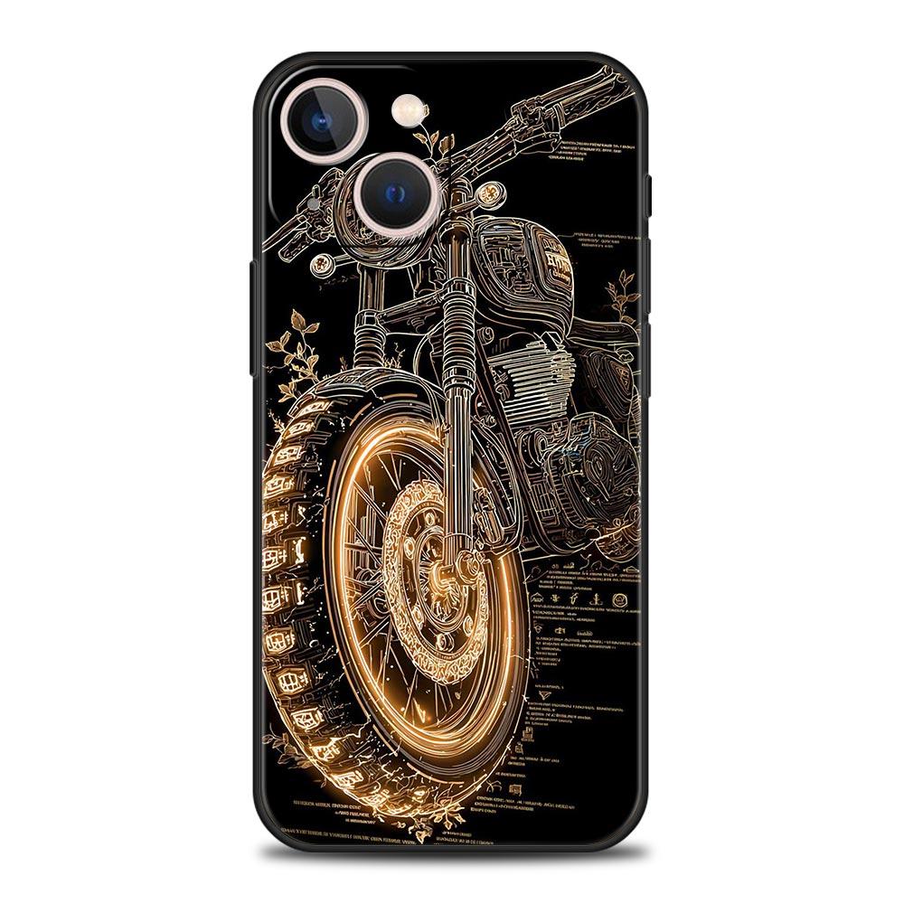 Colors Vintage Motorcycle Painted Phone Case Cover for iPhone 17 16 15 14 13 12 Pro Max 11 Pro Max 17 AIR Plus Soft TPU Shell