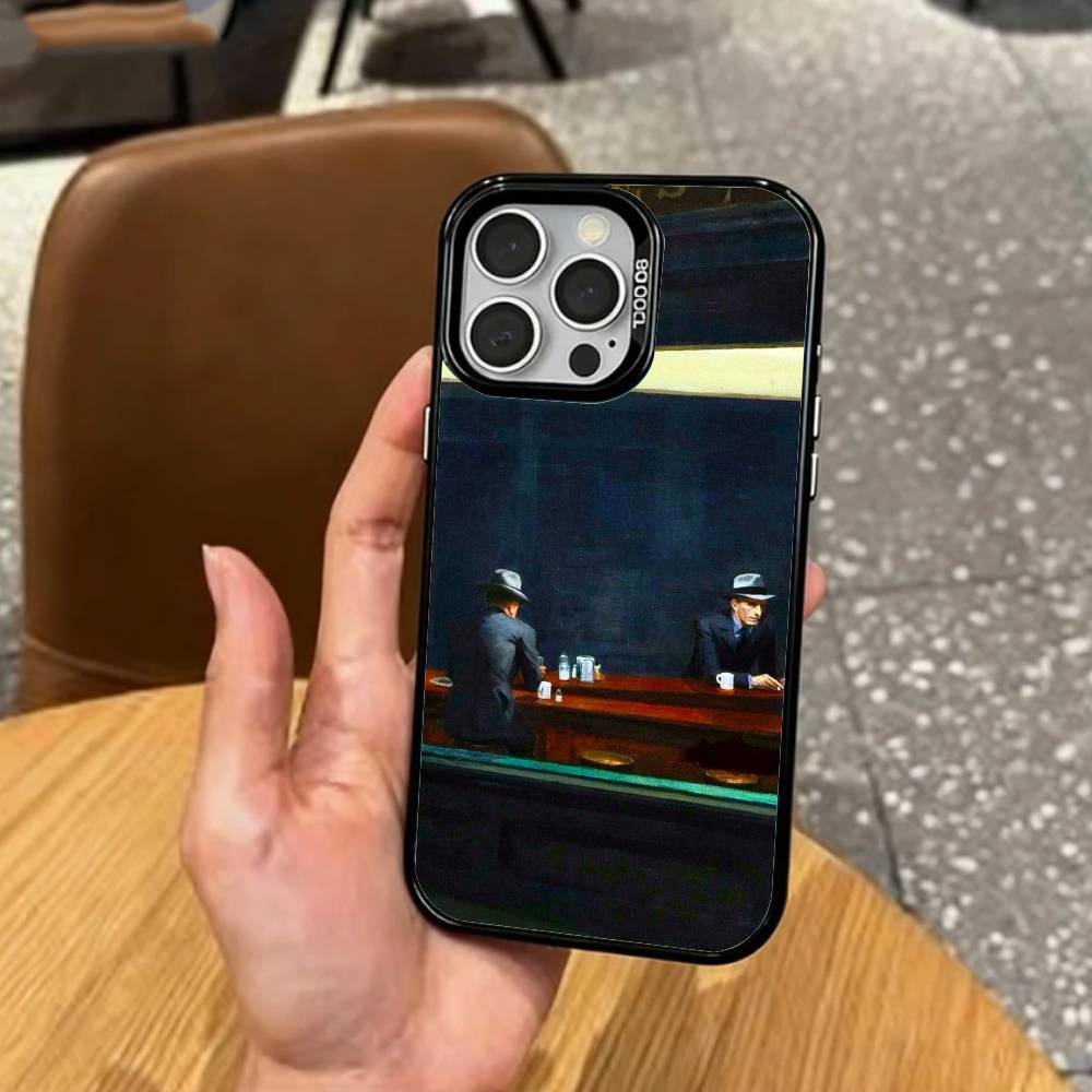

Cool E-edward H-hopper Art Phone Case For iPhone17,16,15,14,13,12,11 Plus,Pro Max Colored Silver Plated Inside Cover iPhone17air