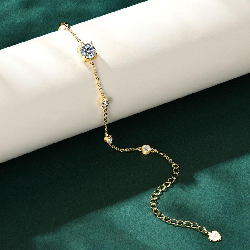 Moissanite Diamond Bracelet for Women Silver Adjustable Chain Bracelet Trend Jewelry Gift