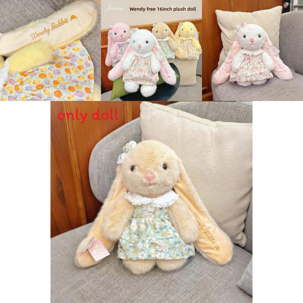Cute Long Ear Floral Dress Plush Rabbit Doll Toy For Collectors Gift Idea