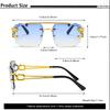 New European and American personalized box frameless double beam leopard head sunglasses fashionable driving sunscreen sunshade glasses