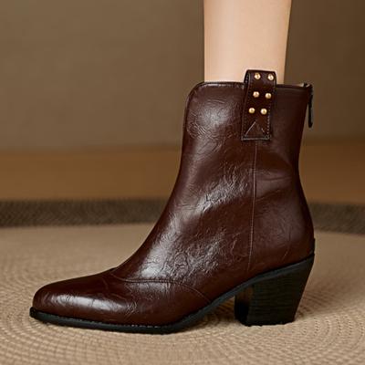Mode Große Größe 45 Damen Stiefeletten Braun Schwarz Kurze Reitstiefel Niedrige Absätze Herbst Winter Schuhe Dame Marke Neue 2024 Trends