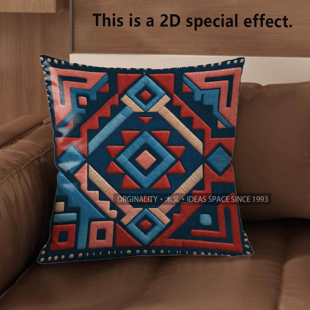 

2D Bohemian Geometric Ethnic Throw Pillow Covers Pattern Cushion Cover Suitable For Sofa Bedroom Car Pillow Cover 40x40cm