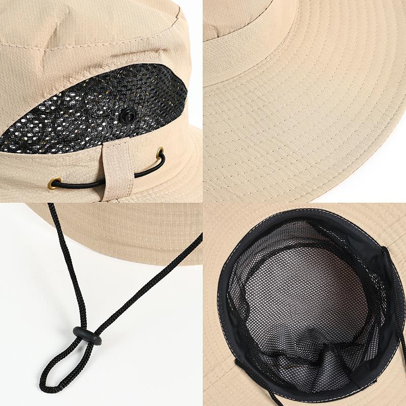 Summer Outdoor Extra-large Brim Hiking and Fishing Sun Hat, Sun Protection Breathable Windproof Sunshade High Temperature Resistant Fisherman Hat