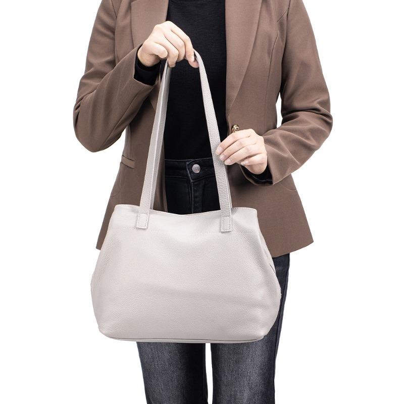 New First-layer Cowhide Versatile Tote Bag Large-capacity Simple Commuter Shoulder Bag Genuine Leather Fashion Portable Women's Bag