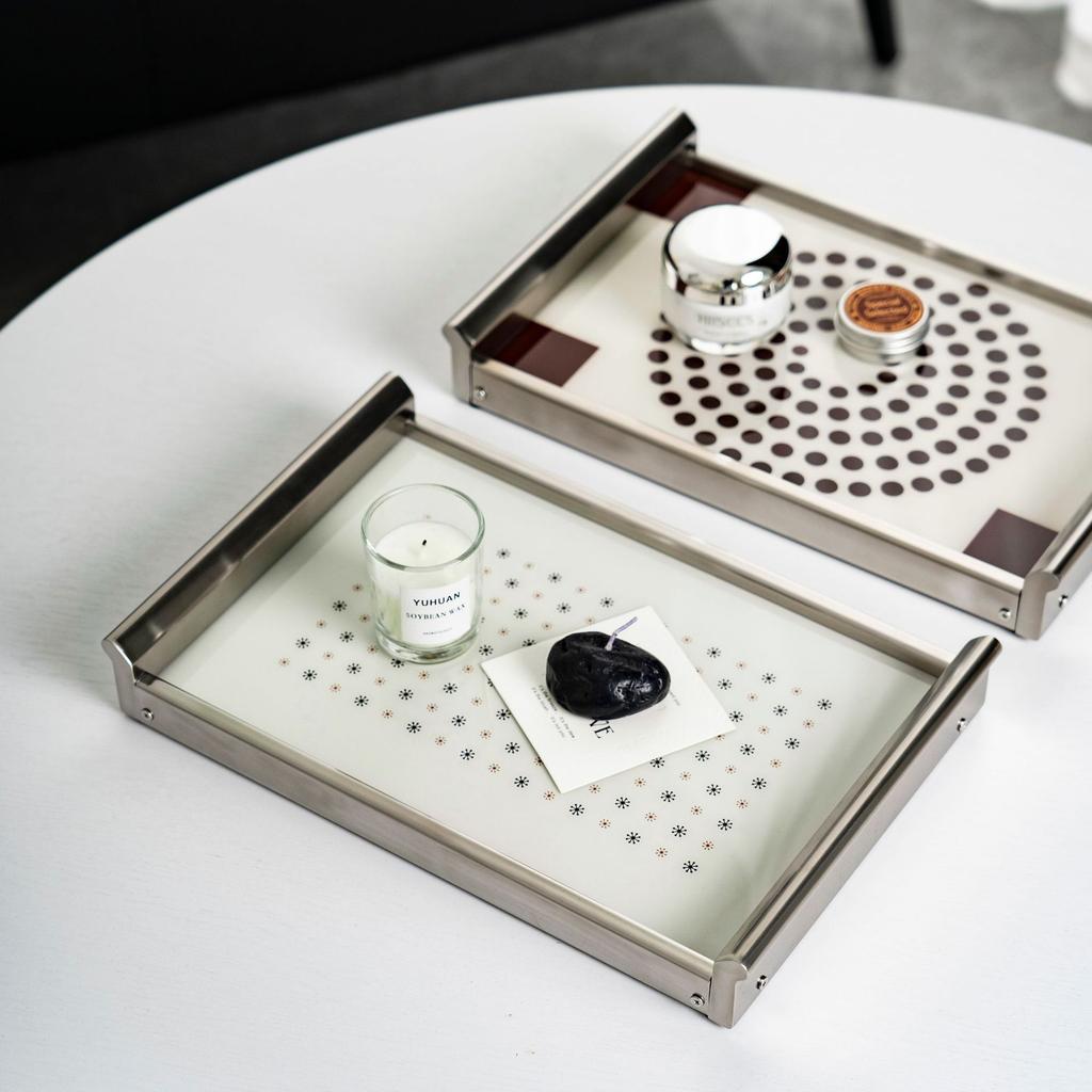 Modern Stainless Steel & Acrylic Aromatherapy Tray, Luxury Desktop Storage Organizer, High-End Decorative Ornament for Home