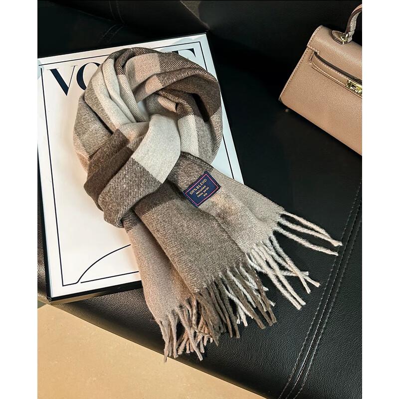 VICTORIA&VERA Autumn/Winter Large Color Block Tassel Scarf 30x180cm