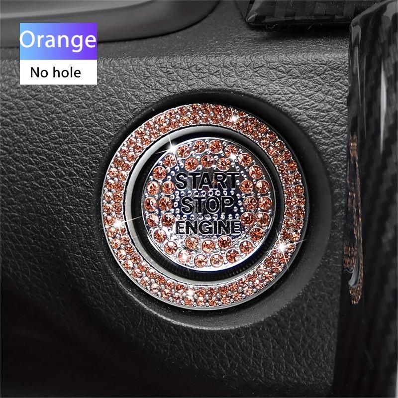 Set of 2 Car Start Button Stickers, Featuring a Rhinestone Ring Design for Decorative Purposes And, Ideal for Automotive Additions