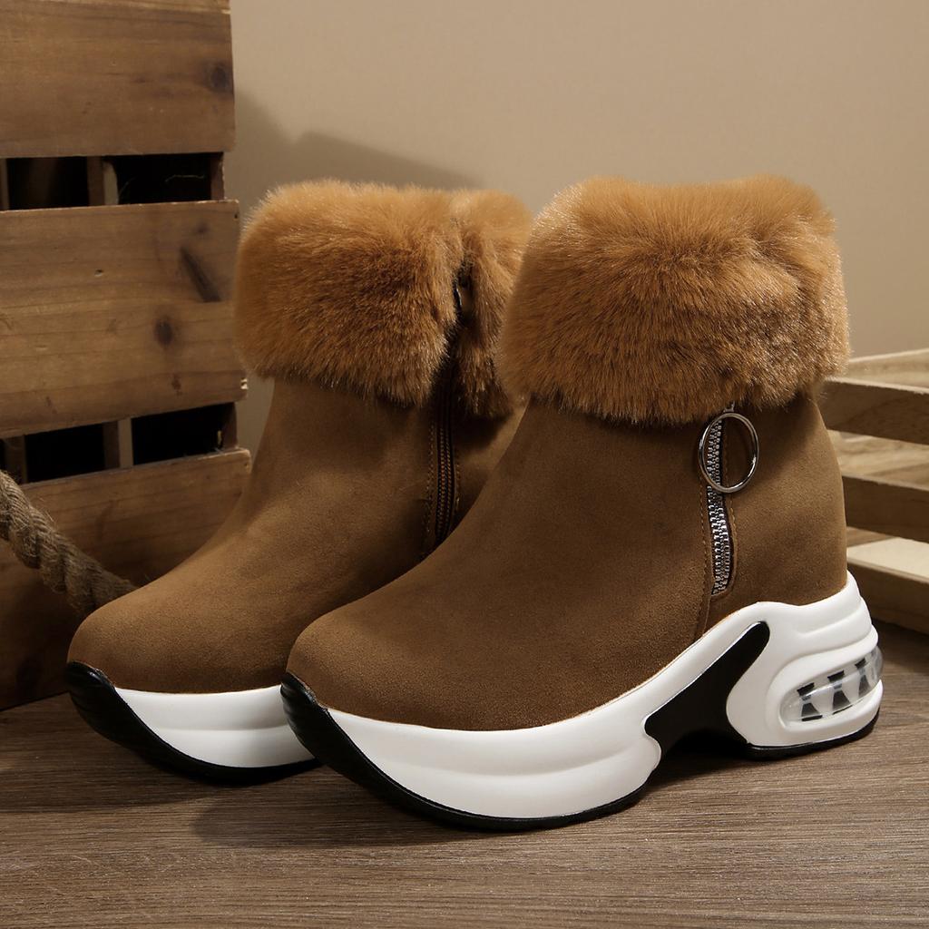 Women S Winter Warm Side Zip Snow Boots Platform Wedge Faux Fur Lined Shoes