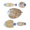 5Pcs/Set Vintage Wooden Fish Wall Decoration Nautical Coastal Ocean Theme Hanging Ornament School of Fish Beach Lake House Bathroom Wall Art