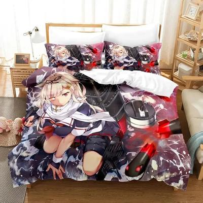 Anime Kantai Collection Zestaw Pościeli Poszwa na Kołdrę Zestaw na Łóżko Poszwa na Kołdrę Poszewka na Poduszkę Kołdra rozmiar king Queen Chłopcy Dorośli Zestaw Pościeli