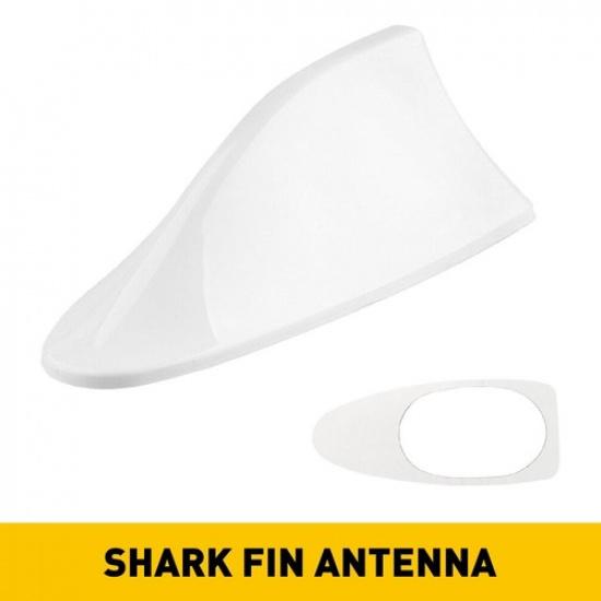 White Pearl Shark Fin Roof Antenna Aerial FM/AM Radio Signal Decor Universal EXV