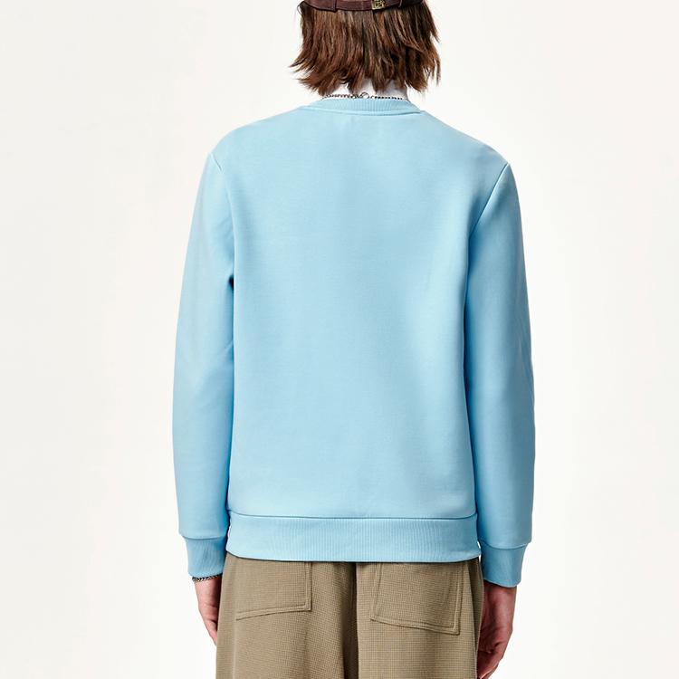 FILA Embroidered Logo Casual Knit Pullover Sweatshirt Men sweatshirt Ridge-Blue F11M148203F-LB