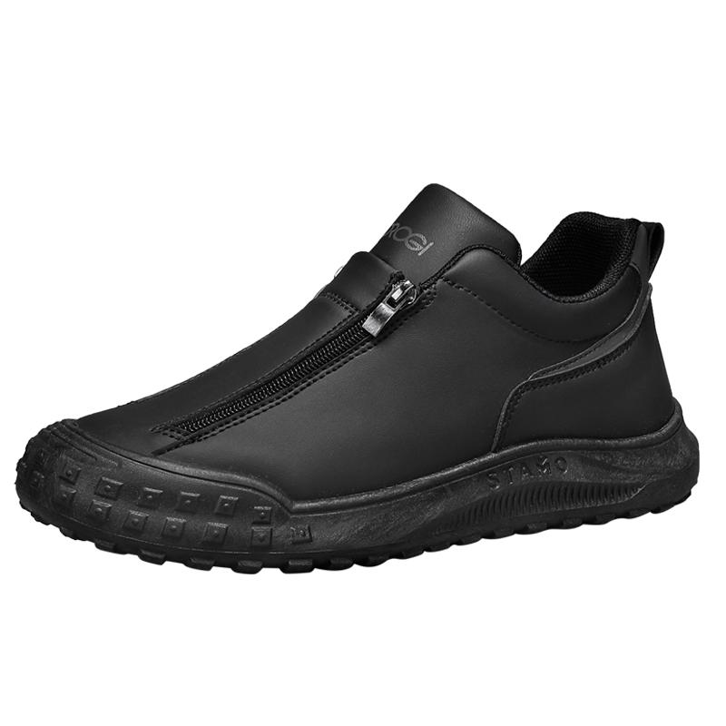 

Trendy Men s Slip-On Work Shoes Outdoor Casual Leather Shoes Anti-Slip Soft Bottom Sports Work Shoes Winter Rubber Sole 39