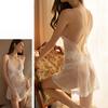 Mesh Transparent Suspender Erotic Sleepwear Women'S Lace Seductive Nightgown