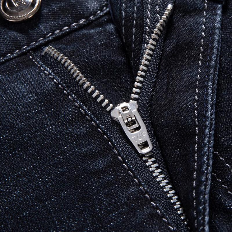 Hengyuanxiang Men's Spring Autumn Elastic High-Waist Straight-Leg Jeans