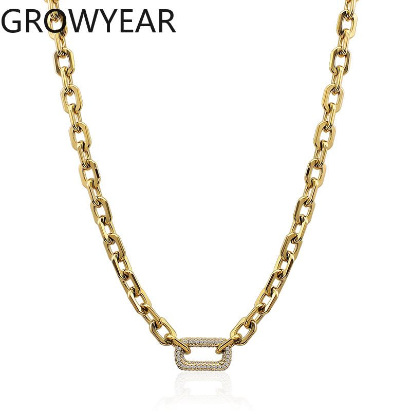 New Arrival Fashion Jewelry 18k Gold Plated Stainless Steel Simple O Chain Inset Zircon Necklace Bracelet Jewelry  for Women