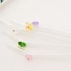 6Pcs Drinking Straw with Brush Set High Borosilicate Glass Flower Bent Straws Set Milk Coffee Shake Cocktail Straw Bar Drinkware