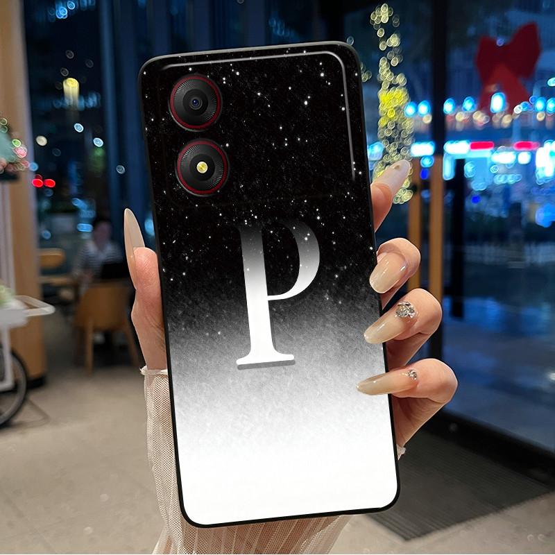 New Design Letter Flower Pattern Soft Silicone Black Phone Case For ZTE Blade A34 4G Anti-scratch Shell ZTE Blade A34 4G Casing