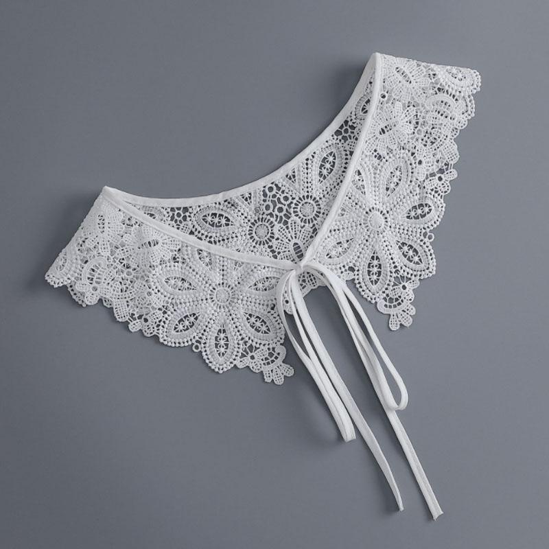 Removable Lace Doll Fake Collar Women Tie Ladies White Shawl Wrap Detachable Embroidered Lapel False Collar Clothes Accessory